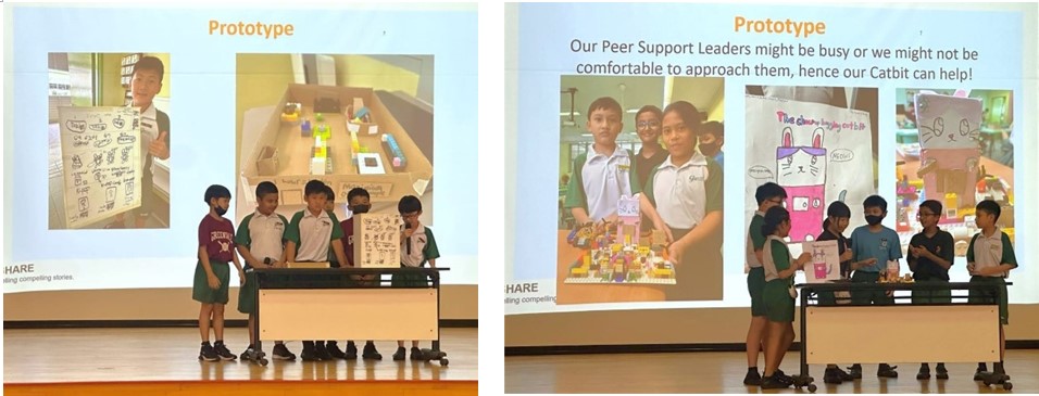 Students presenting their ideas to their peers during the Design Thinking Challenge
